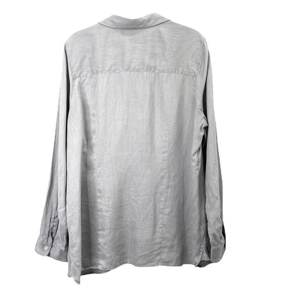 J. Jill love linen button down shirt Sz M gray neutral - Picture 5 of 6